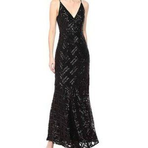 Eliza J Mermaid Black Sequin Floor Length Gown